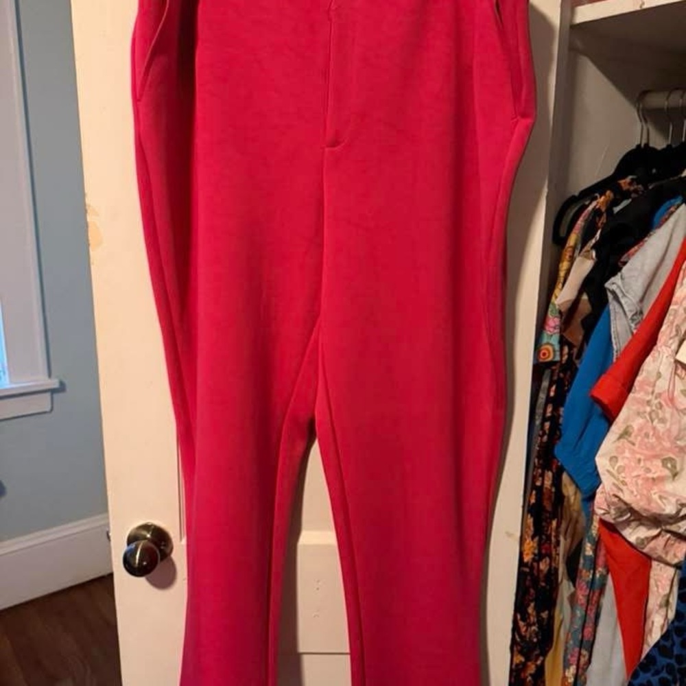 Avec Les Filles Bright Pink Straight-Leg Ponte Pants